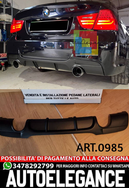 DIFFUSORE ADATTO PER BMW SERIE 3 E90 E91 2005-2012 MSPORT 1+1 NERO OPACO