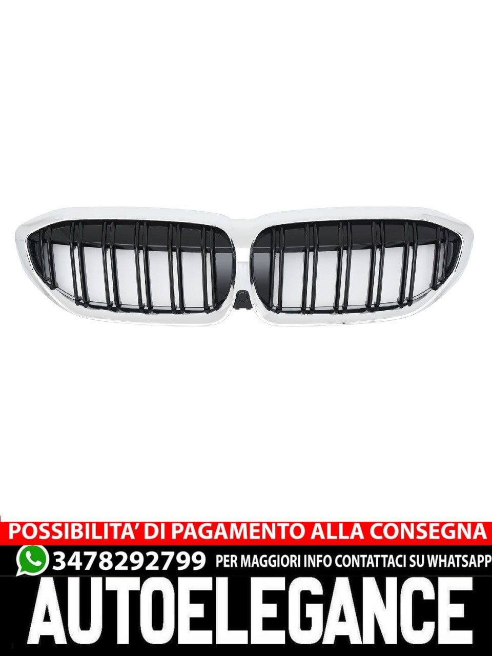 ADATTO BMW SERIE 3 G20 G21 2019-2022 GRIGLIA ANTERIORE CROMATA NERA