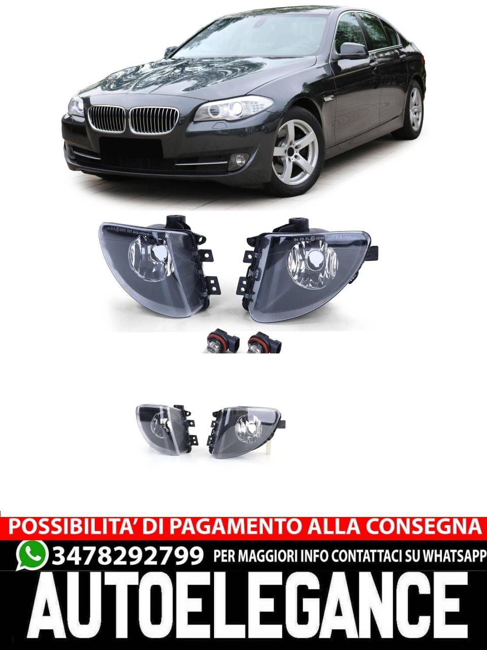 Fari fendinebbia H8 coppia destra sinistra adatta Serie 5 BMW F10 F11 10-13-