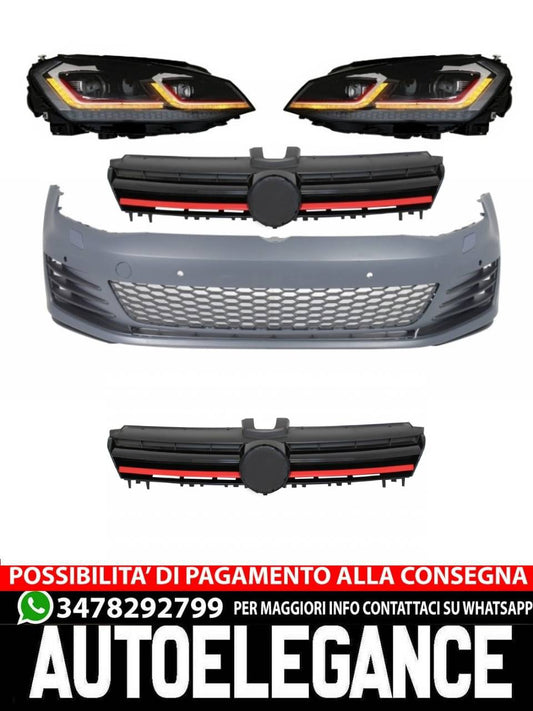 Front bumper suitable for VW Golf VII 7 5G (2013-2017) with LED Headlight Grille 
