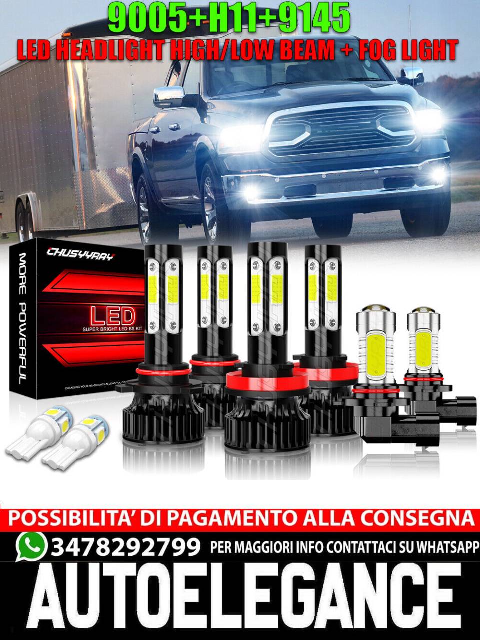 Faro a LED + lampadine fendinebbia per 2009 2010 2011 2012 Dodge ram 1500 2500
