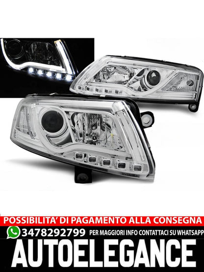 FARI ALLO XENO TUBO LUCE DRL CROMATO per AUDI A6 C6 04-08
