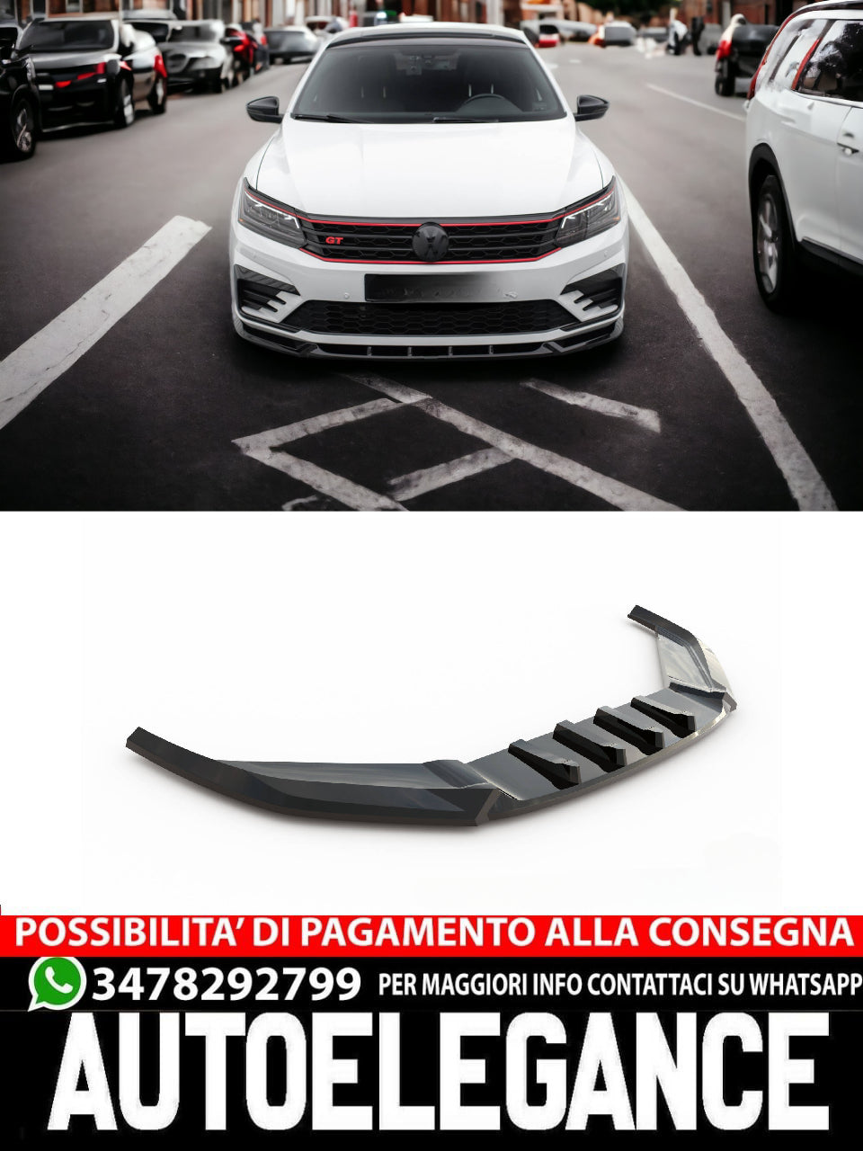 COMPATIBLE SPLITTER FOR V.1 VOLKSWAGEN PASSAT GT B8 FACELIFT USA 