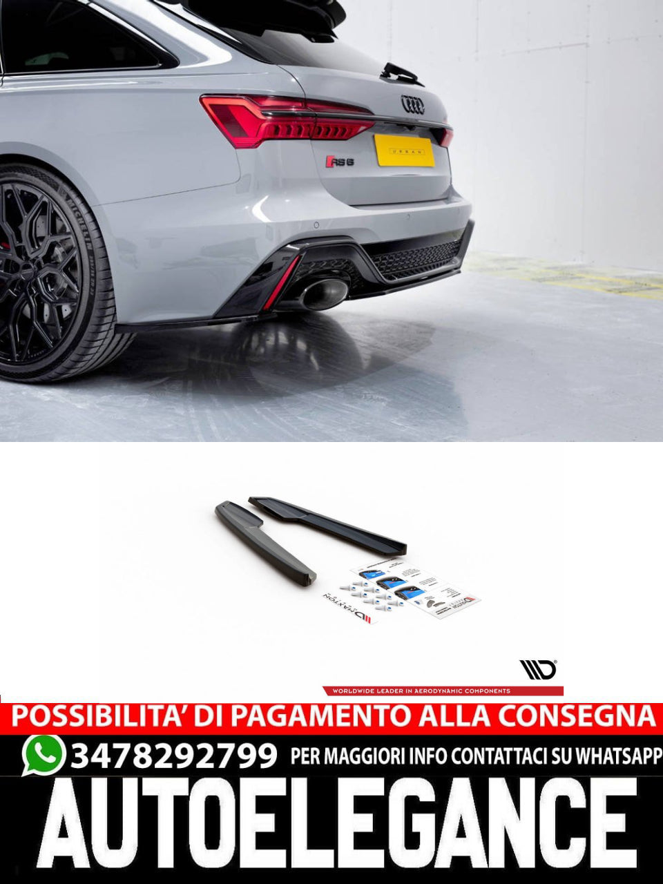 SPLITTER LATERALI POSTERIORI adatto compatibile per V.1 AUDI RS6 C8 / RS7 C8  2019-