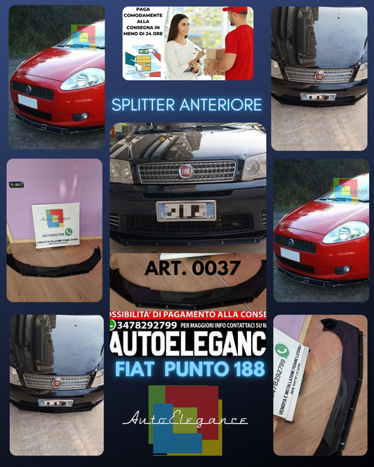 SPLITTER ANTERIORE ADATTO PER FIAT PUNTO 188 LOOK NERO LUCIDO DESIGN SPORTIVO