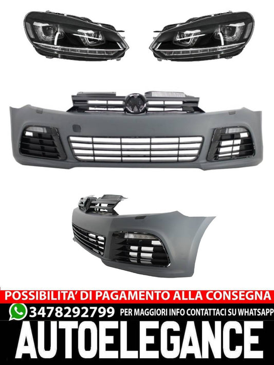 Front bumper suitable for VW Golf VI 6 (2008-2013) R20 Look with 3D LED headlights 