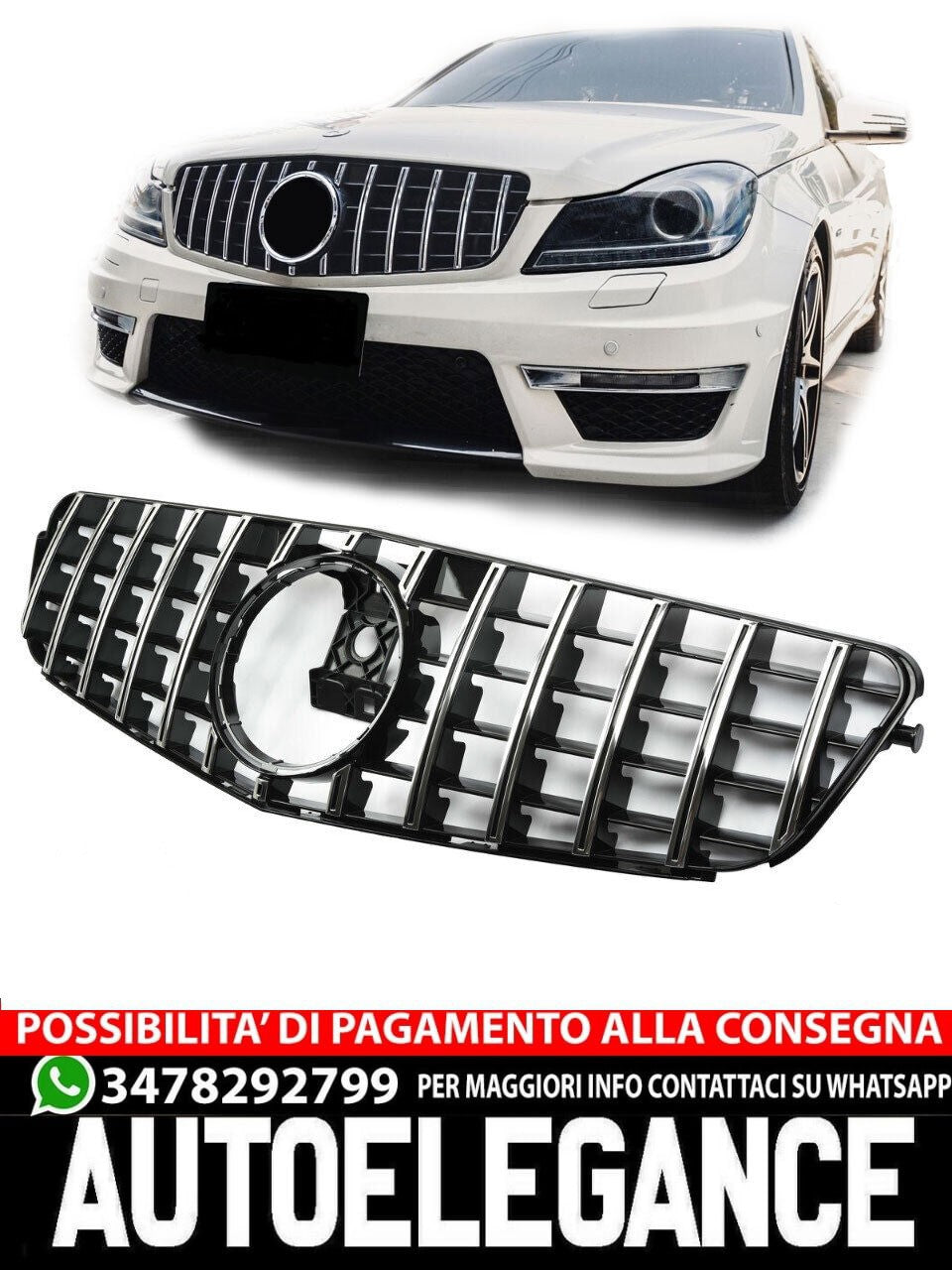 Grille For Mercedes W204 PANAMERICANA GT Sport Grille Radiator Grill Chrome 