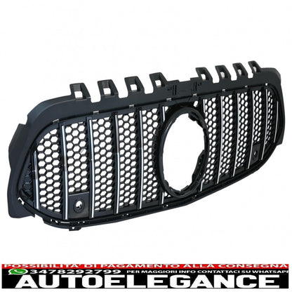 central grille suitable for mercedes a-class w177 hatchback v177 sedan (04.2018-) mesh gt-r design panamericana black chrome