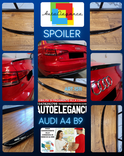 SPOILER BAGAGLIAIO ADATTO PER AUDI A4 B9 BERLINA 2016+ LOOK NERO DESIGN SPORTIVO