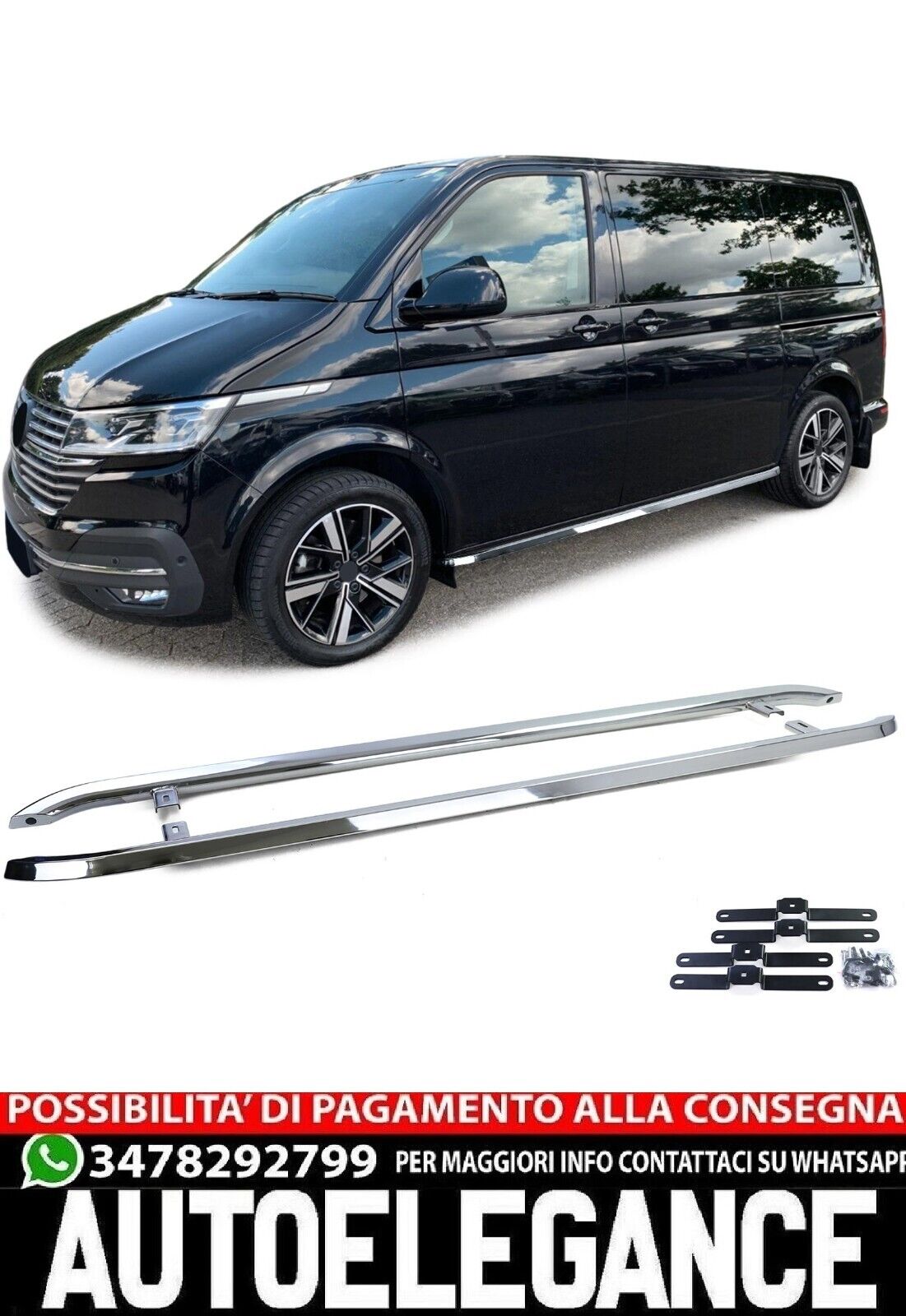 pedane laterali in acciaio inox lucidato adatto per VW T5 T6 T6.1