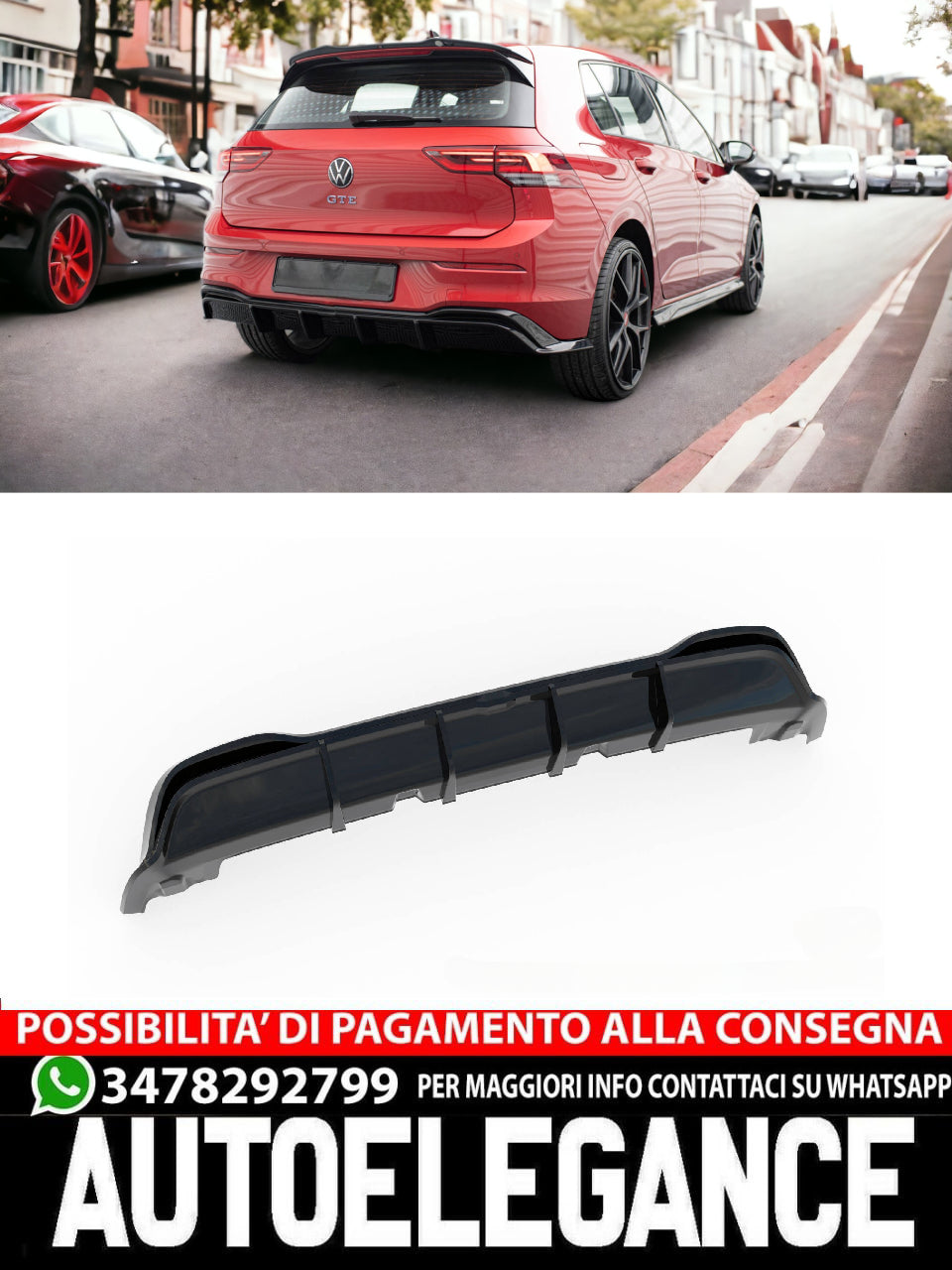DIFFUSORE ADATTO PER VOLKSWAGEN GOLF GTE MK8