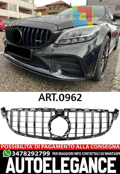 GRILLE SUITABLE FOR MERCEDES C CLASS W205 LIFT 2019-2021 SPORTY LOOK BLACK 