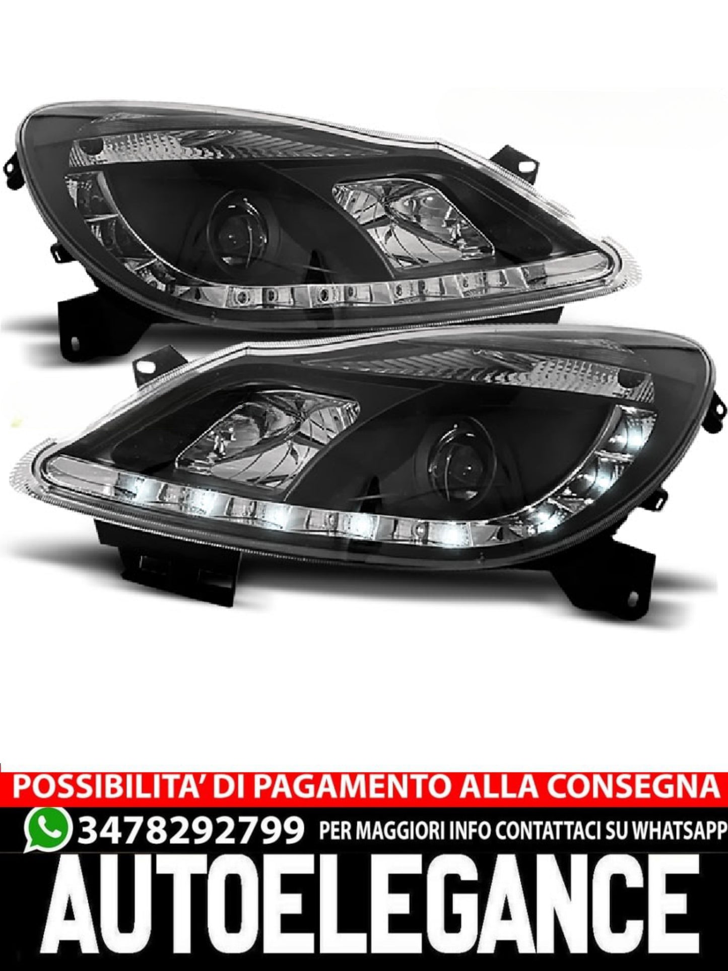 HEADLIGHTS SUITABLE COMPATIBLE FOR OPEL CORSA D 04.06-11 BLACK DAYTIME LIGHT 
