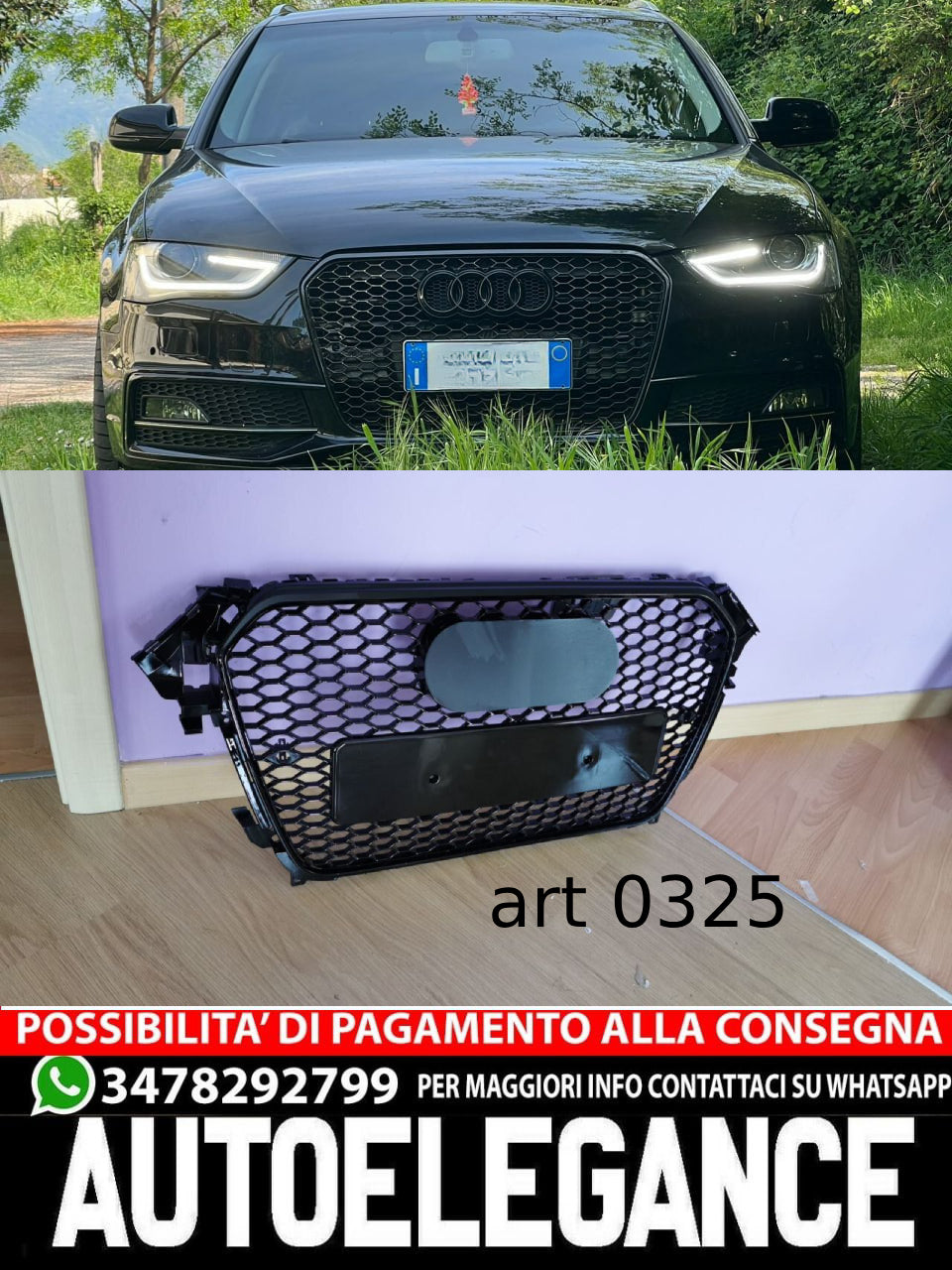 GRIGLIA ANTERIORE AUDI A4 B8 2012 AL 2015 RS4 NIDO D'APE NERA - NO LOGO black