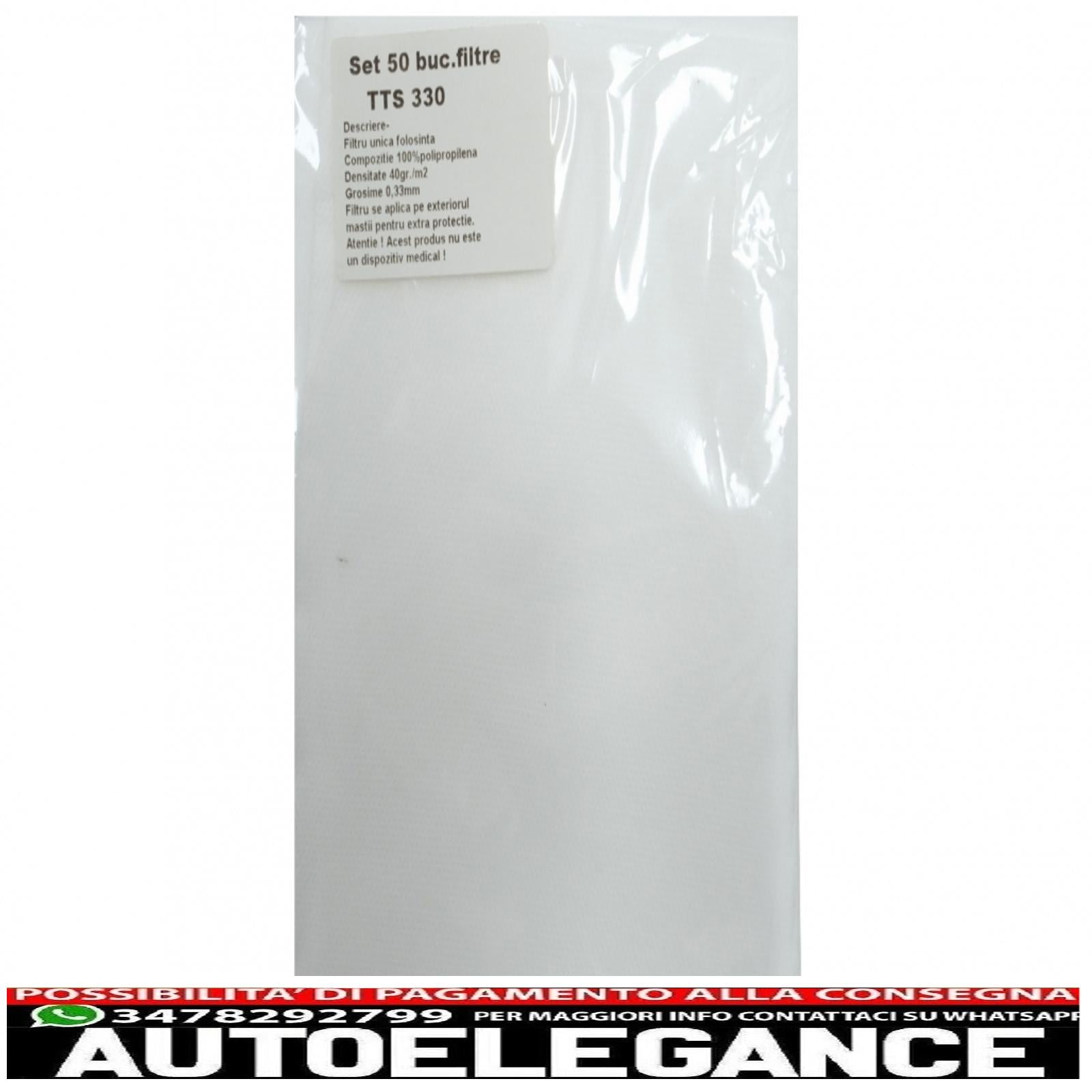 confezione 50 filtri di protezione monouso 100% polipropilene (20cm x 14,5 cm) AUTOELEGANCERICAMBI
