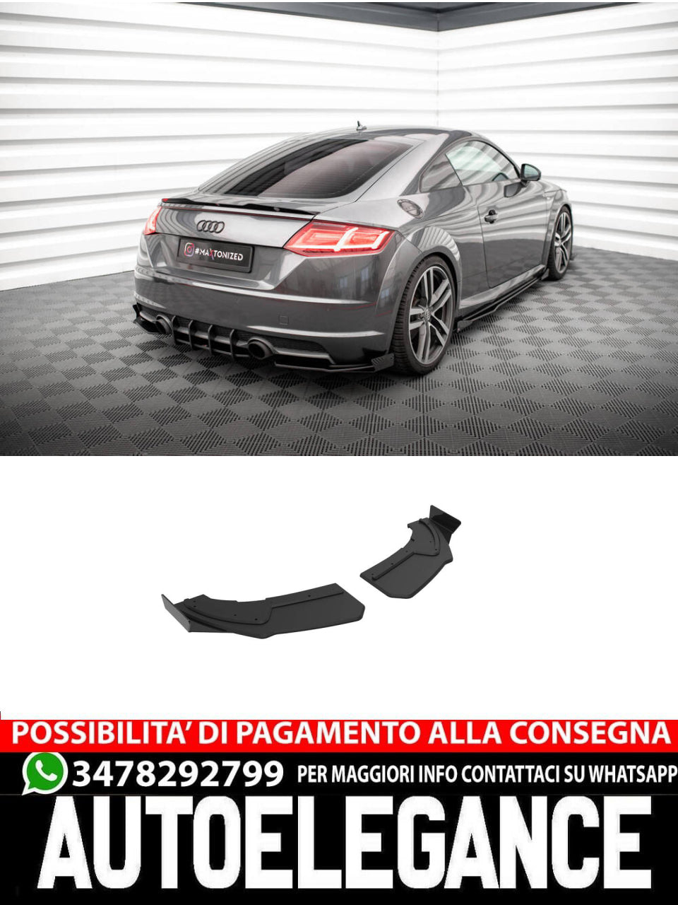 STREET PRO SPLITTER POSTERIORI + FLAPS adatto per AUDI TT S-LINE 8V  2014-2018