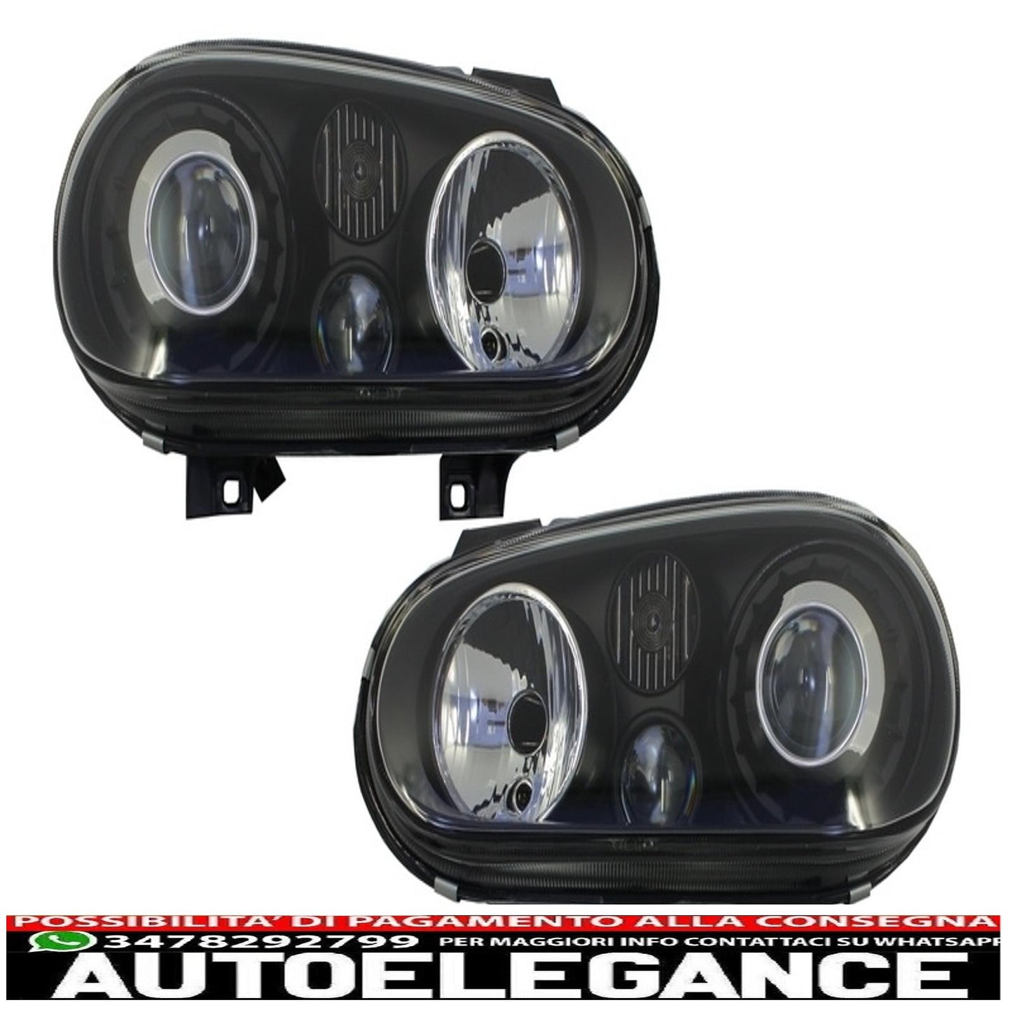 front bumper with spoiler and black headlights suitable for vw golf iv 4 mk4 (10.1997-09.2003) look r32