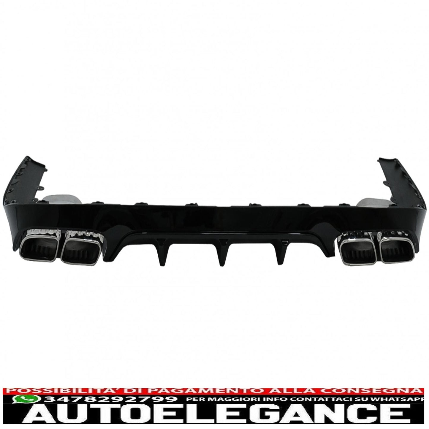 rear diffuser with exhaust tips suitable for mercedes e class c238 a238 amg sport line coupe cabrio (2016-2019) e63 design chrome edition