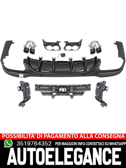Diffusore posteriore doppio tubo adatto per Mercedes GLC X253 2015-19 nero