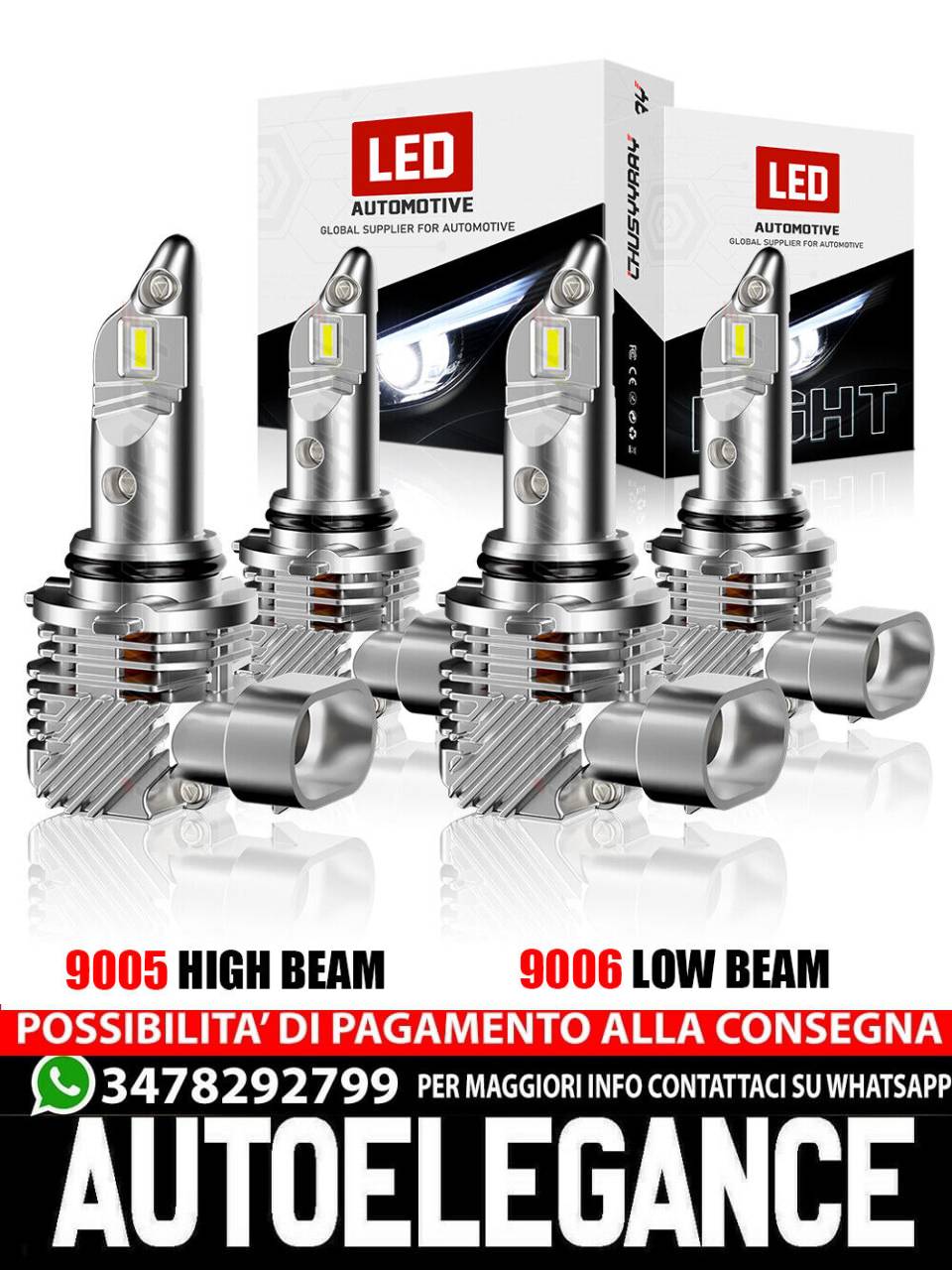 For Freightliner Columbia 2005-2016 2017 LED Headlight Hi/Lo Lights Bulbs 4PCS