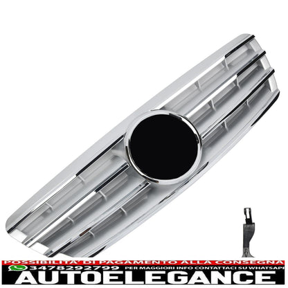 Sports radiator grille for Mercedes W203 S203 silver + chrome