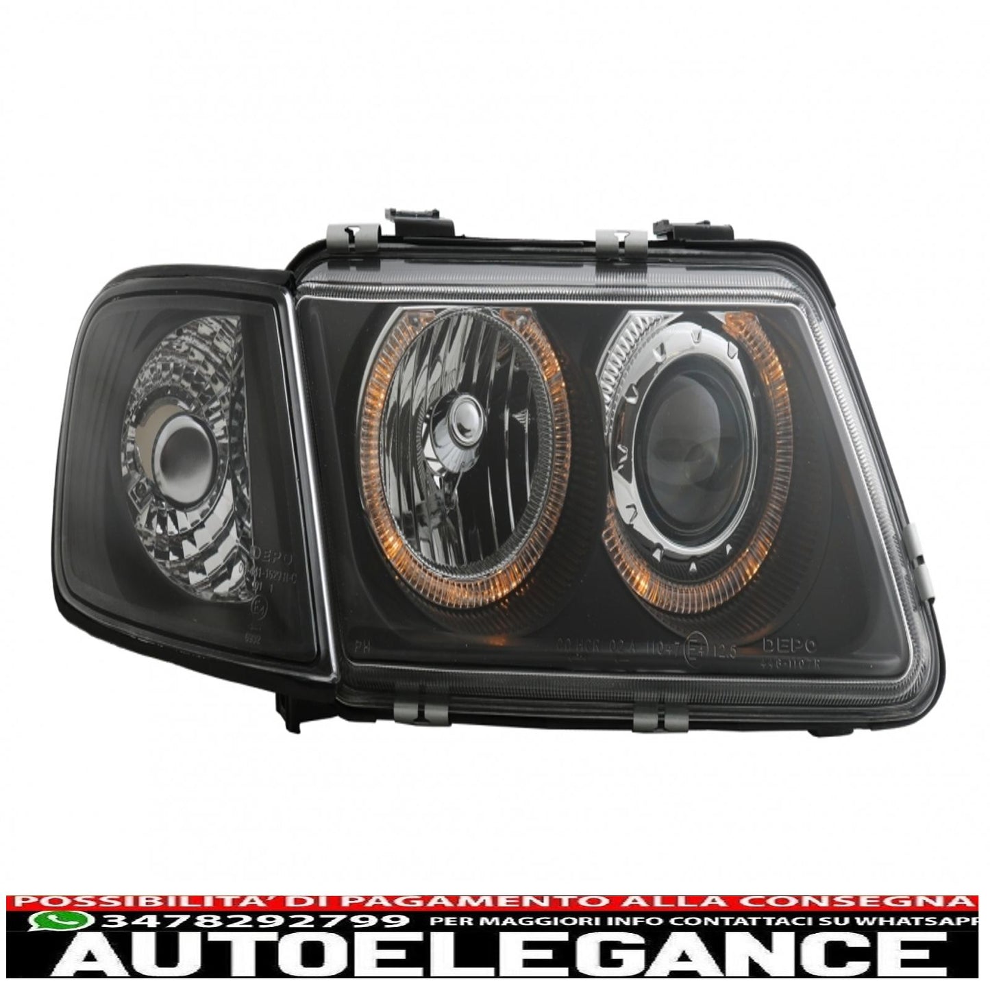 headlights suitable for audi a3 8l (08.1996-08.2000) angel eye black 