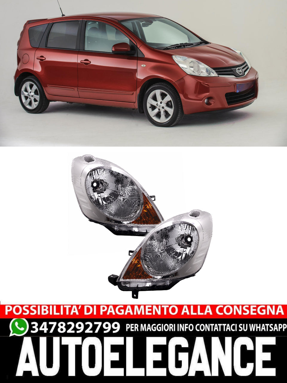Set fari per Nissan Note E11 2006-2008 H4 Diffusore alogeno