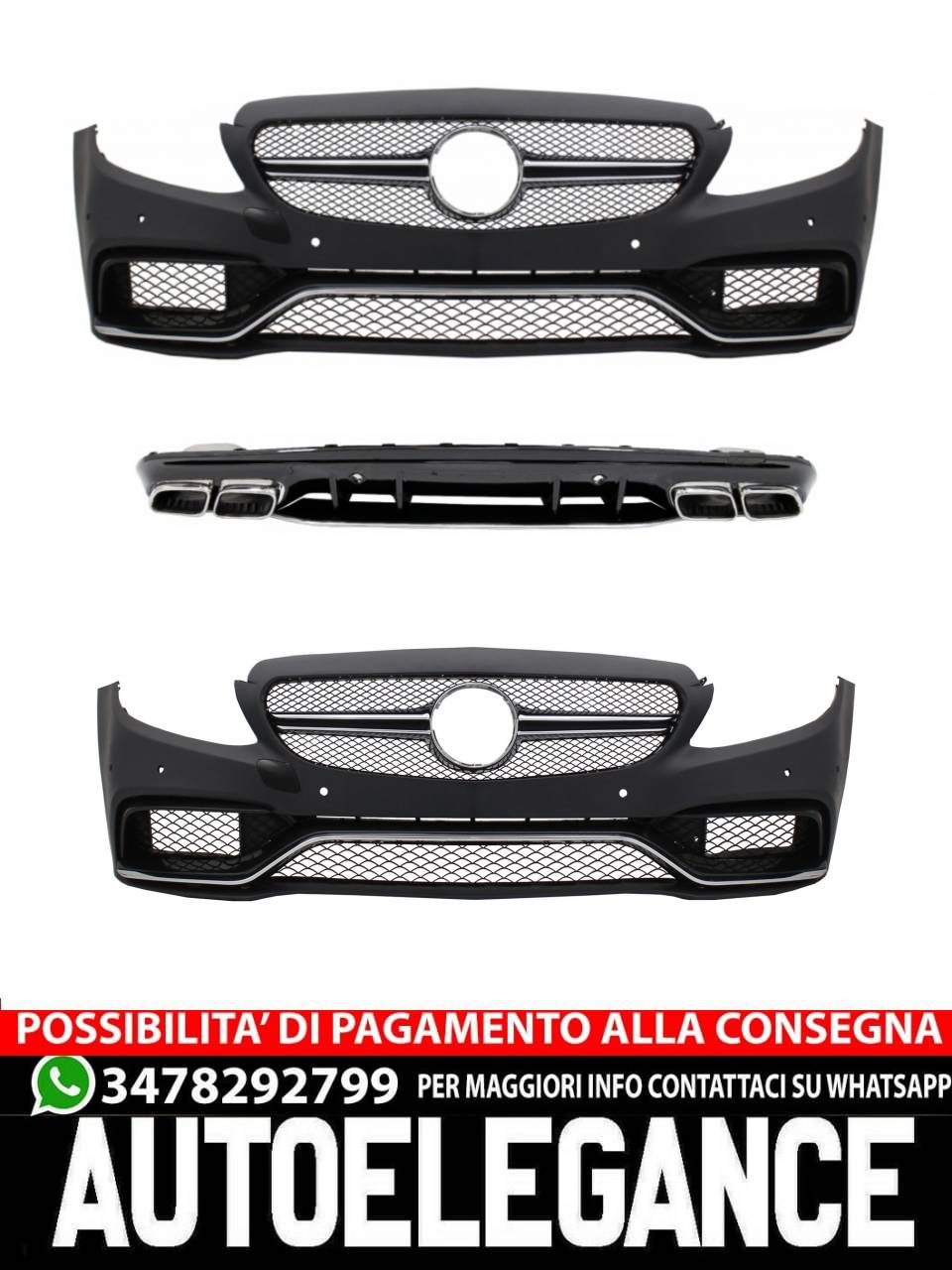Paraurti Anteriore e Diffusore adatto per Mercedes Classe C W205 S205 2014-2020