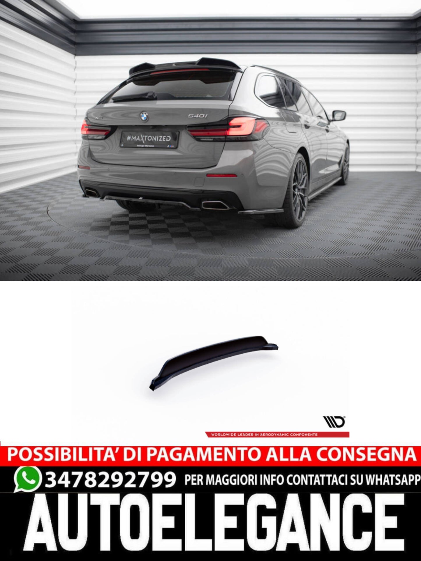 SPLITTER POSTERIORE CENTRALE (CON BARRE VERTICALI) ADATTO PER BMW 5 G30 / G31 FACELIFT ( 2020-2023)