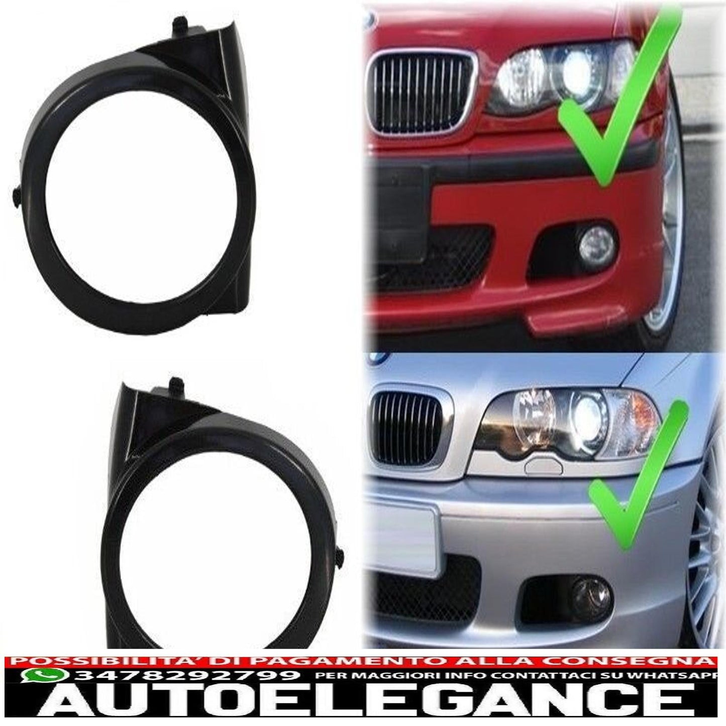 Coprifanetti Portafendinebbia per BMW 3 E46 1998-2005 M3 M-Technik M-Sport Design-mostra il titolo originaleTesto originaleFog Lights Holder Covers for BMW 3 E46 1998-2005 M3 M-Technik M-Sport Design