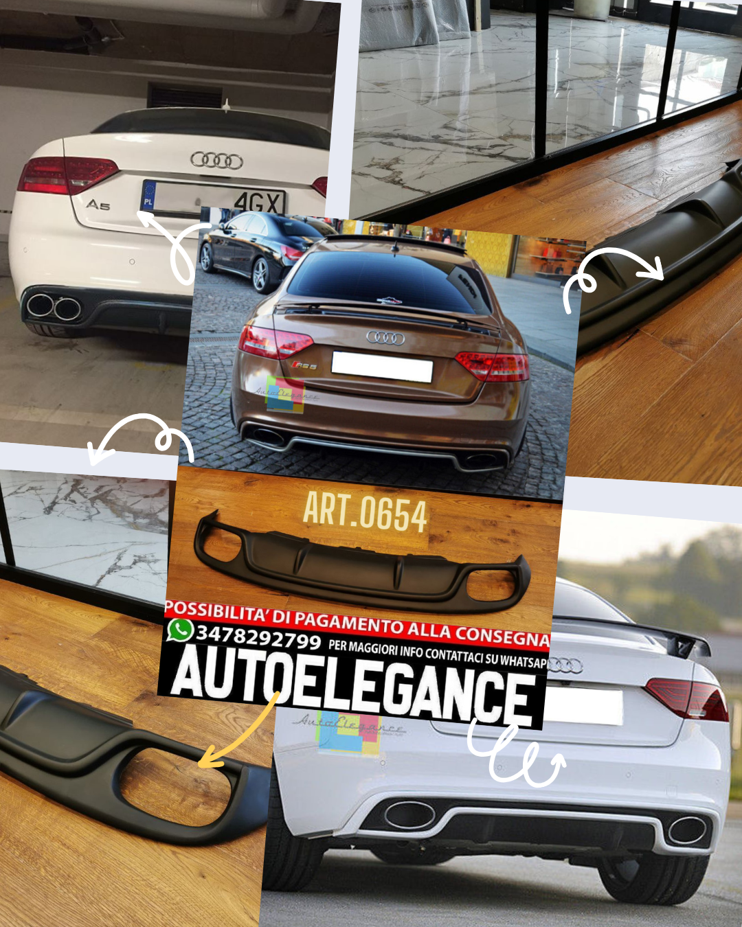 DIFFUSER SUITABLE FOR AUDI A5 COUPE 2007-2011 SLINE LOOK RS5 DTM SPORTY DESIGN