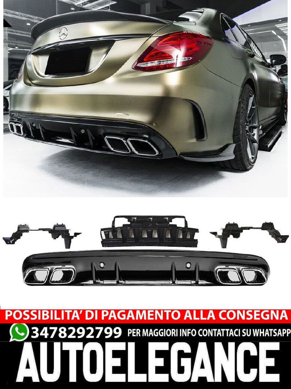 Diffusore spoiler posteriore + finiture di scarico (CROMATO)