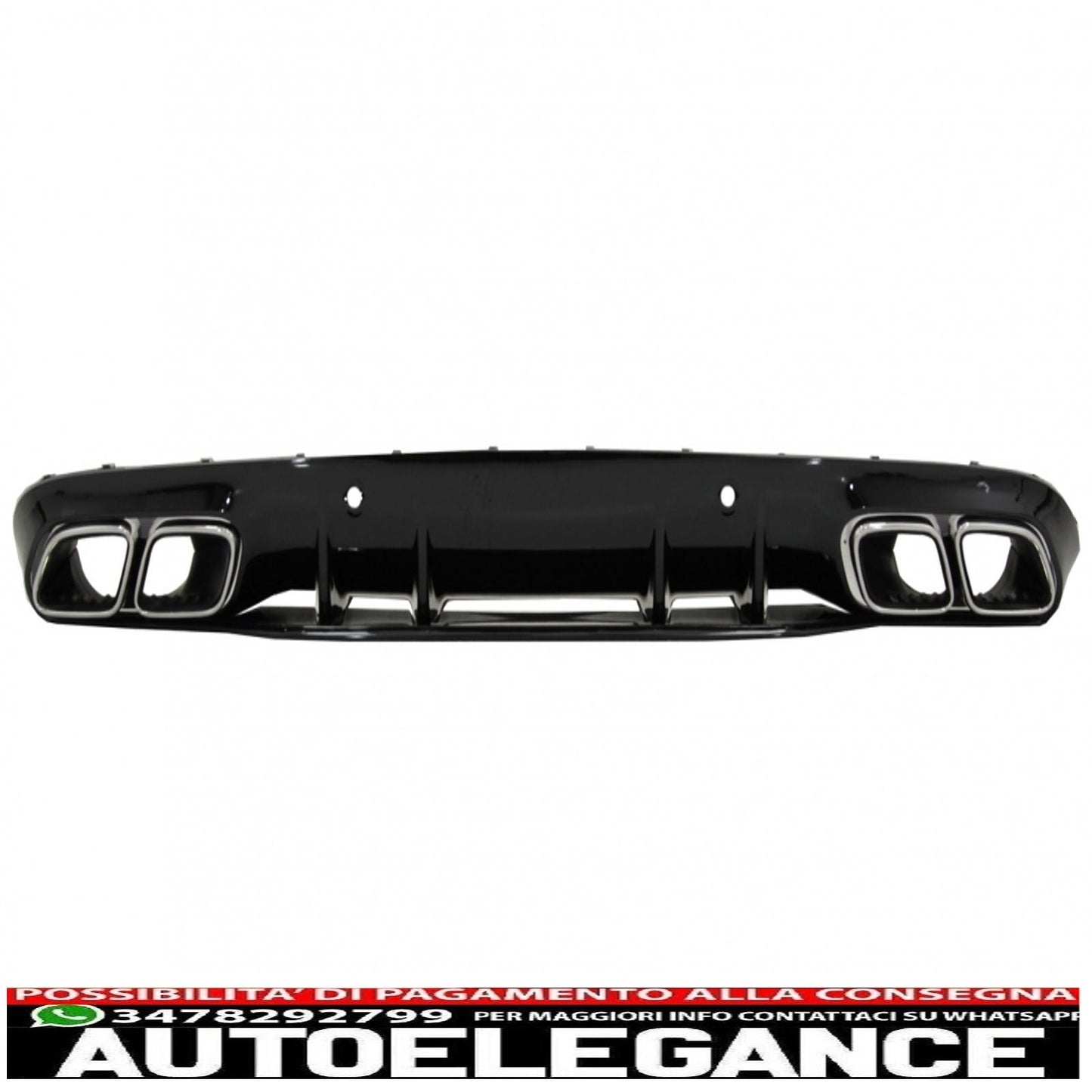 Diffusore mantovana per paraurti posteriore adatto per mercedes classe c c205 a205 coupe cabriolet (2014-2019) restyling c63s design silver tips