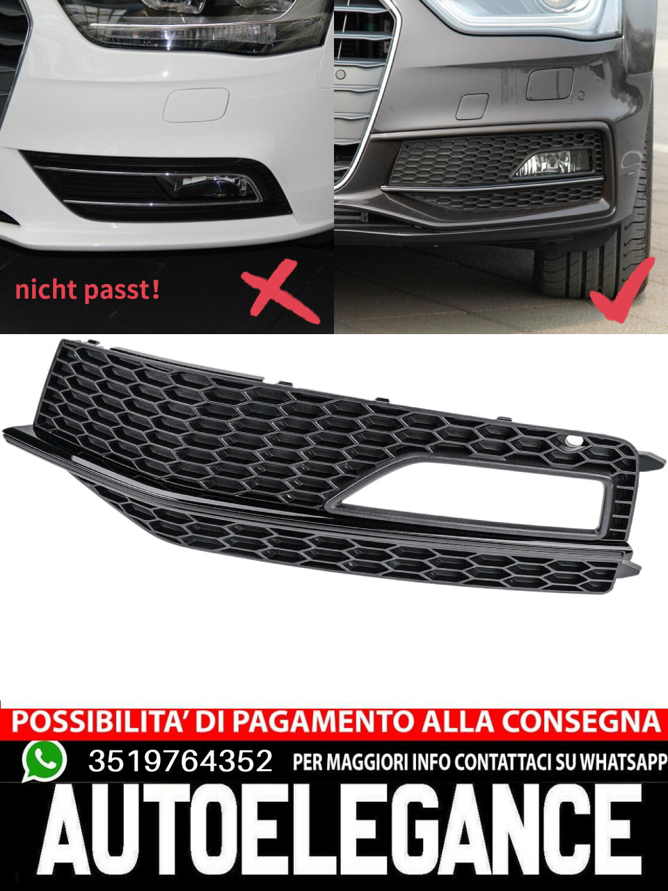 Griglia di ventilazione VAadatta per Audi A4 Avant B8 S Line listelli neri 2011+