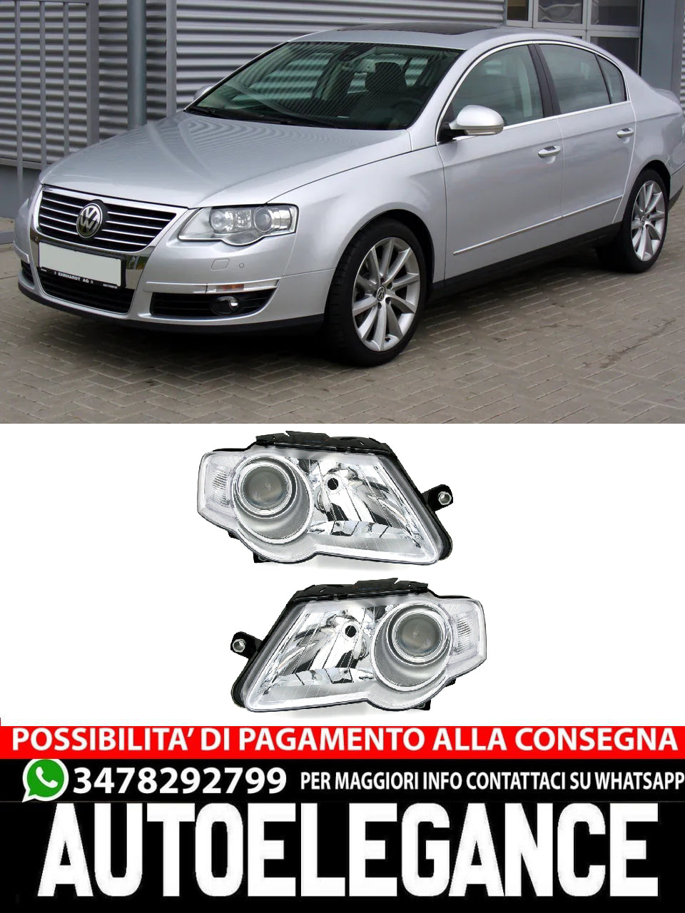 Set fari trasparenti per VW Passat 3C B6 2005-2010 sinistra + destra H7