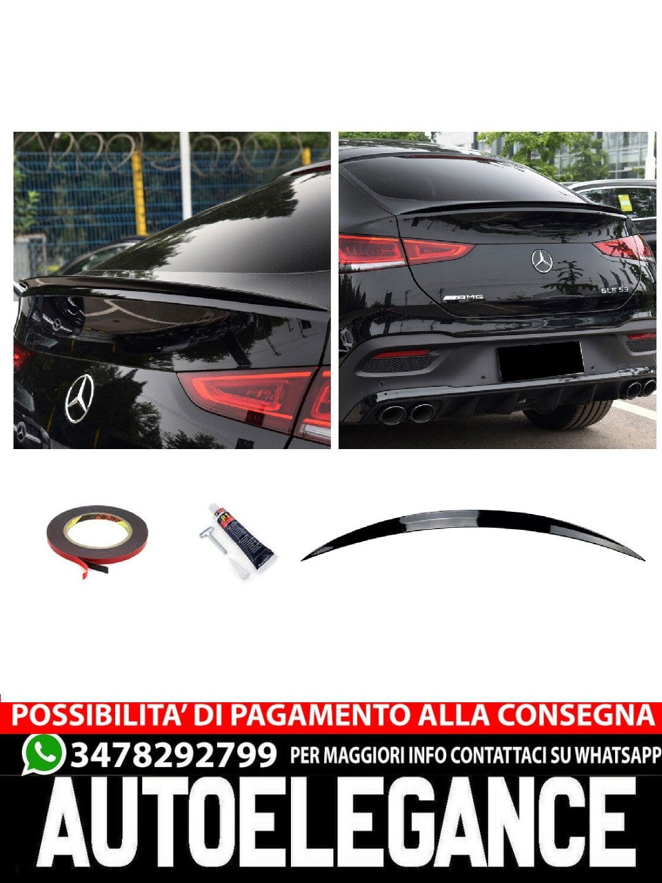 Adatto per Mercedes C167 GLE Coupé SPOILER POSTERIORE LIP NERO LUCIDO