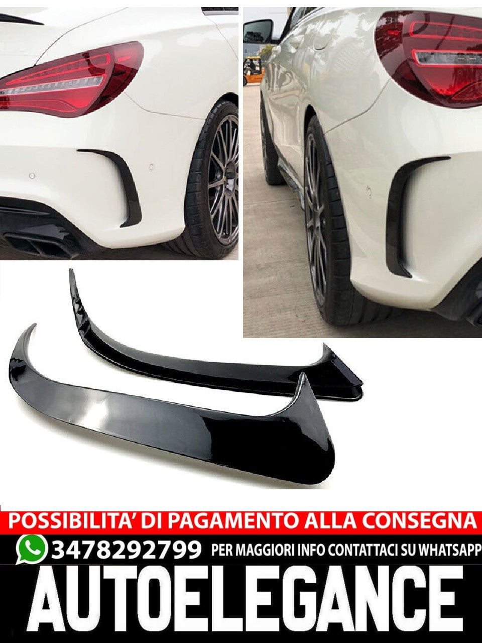 AMG LOOK COPS AERO FLAPS NERO PER MERCEDES C117 CLA AUTOELEGANCERICAMBI