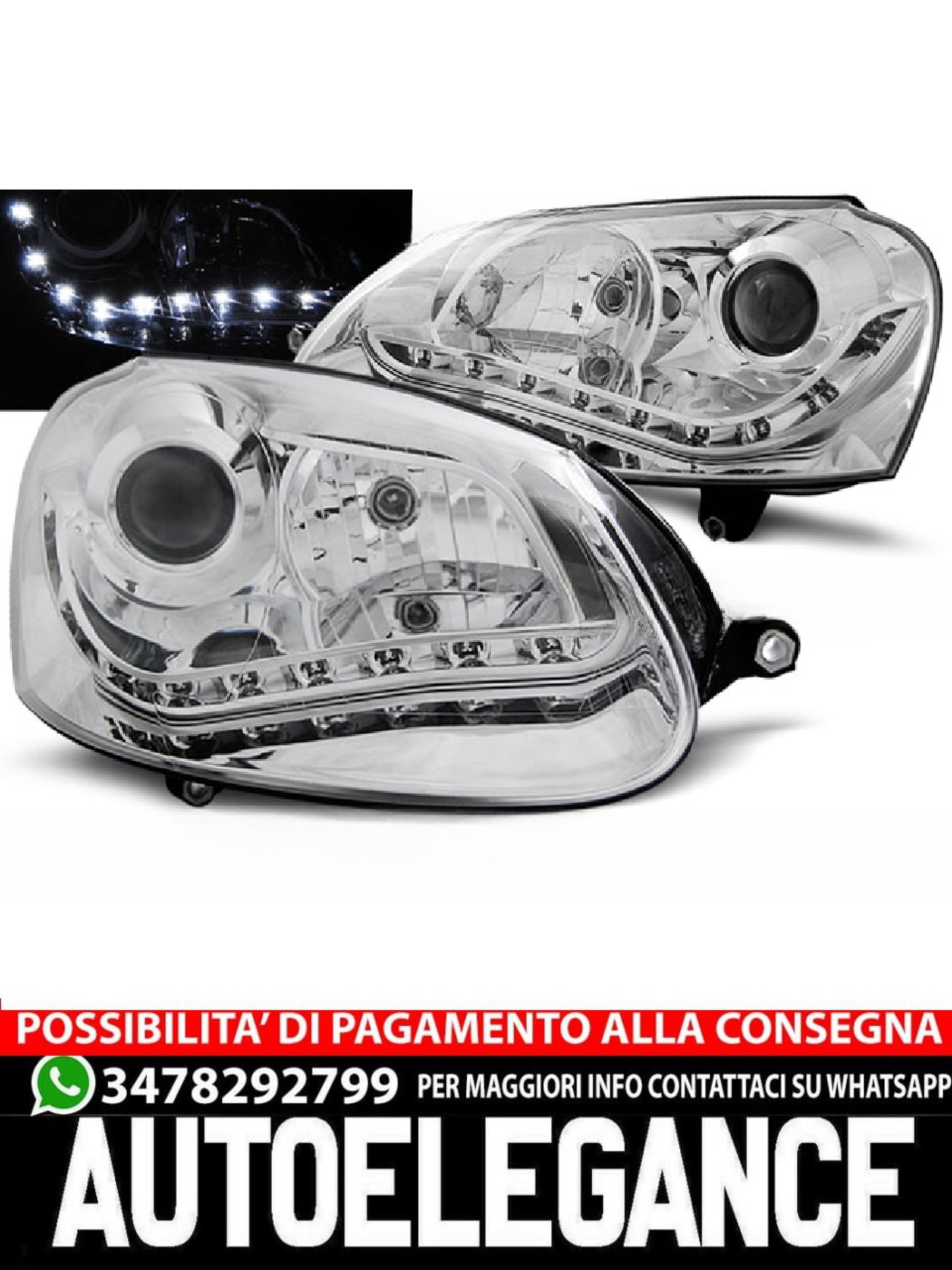 FARI ALLO XENO CROMATI ADATTI COMPATIBILI per VW GOLF 5