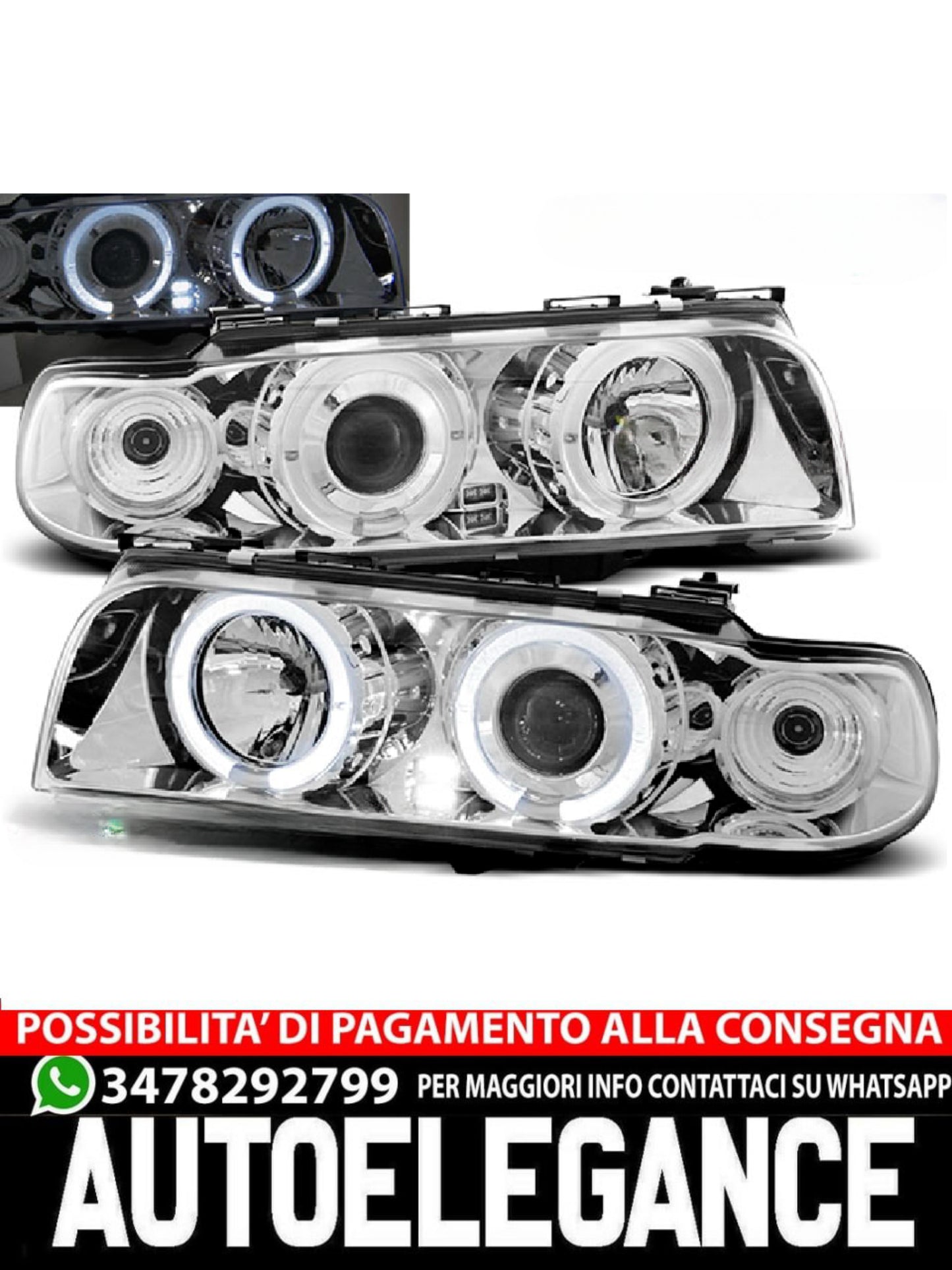 BLACK ANGEL EYES HEADLIGHTS SUITABLE FOR BMW E39 09.95-06.03 