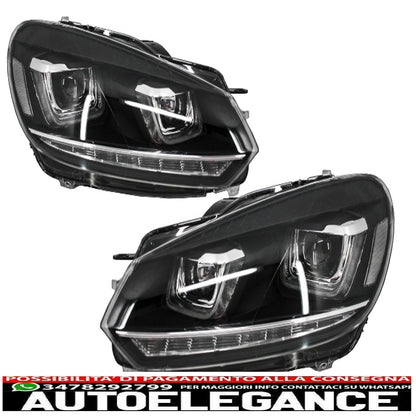 fari anteriori dx cromati con fanali posteriori full led adatti per vw golf 6 vi (2008-2013) luci di svolta a led scorrevoli r20 u-design