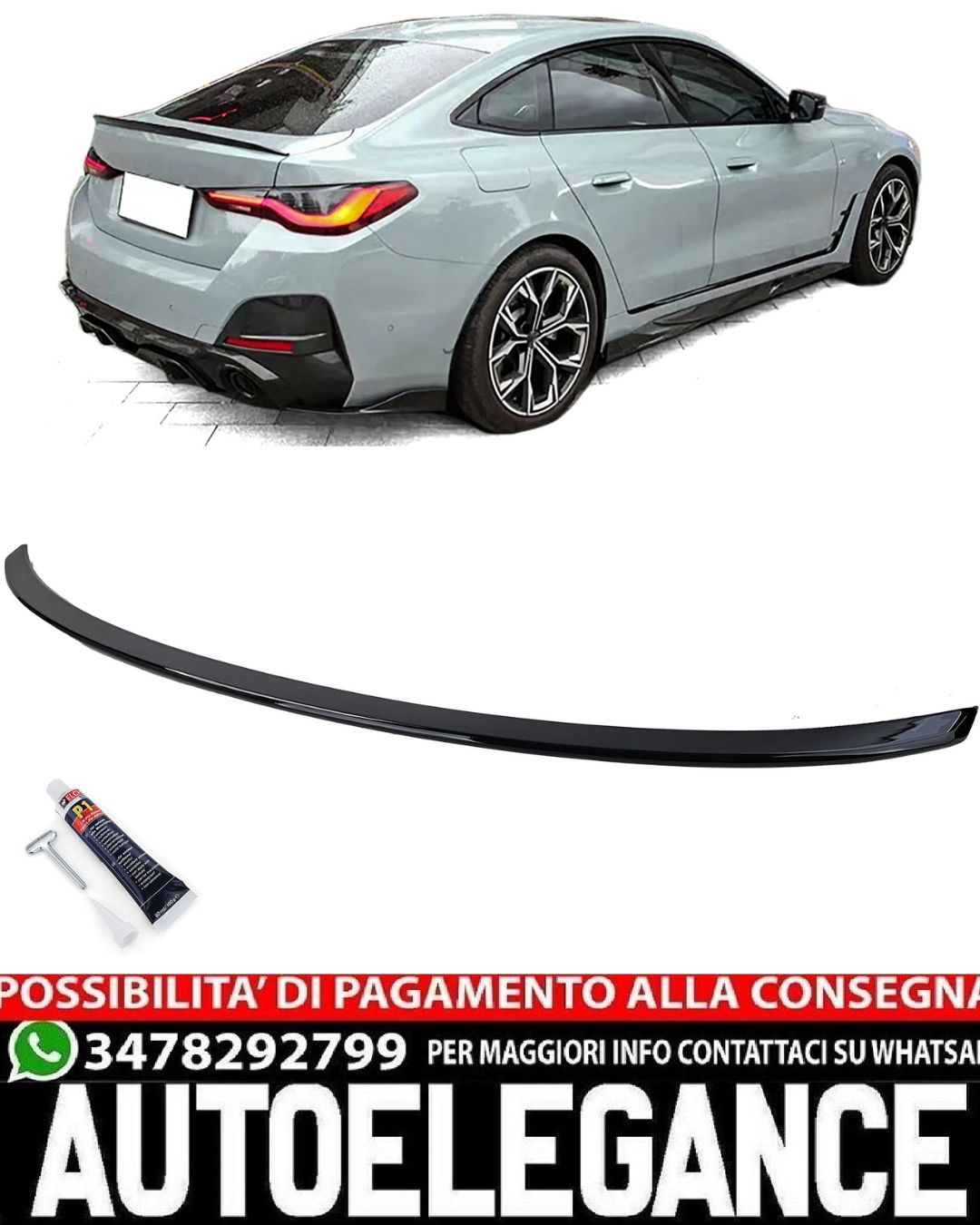 SPOILER POSTERIORE ADATTO PER BMW SERIE 4 F26 GRAN COUPE LOOK NERO LUCIDO