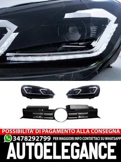 Griglia anteriore adatta per VW Golf VI (2008-2013)con fari a LED Luci di svolta