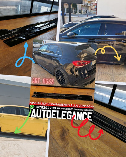 SOTTO MINIGONNE ADATTE PER MERCEDES CLASSE A W177 V177 LOOK NERO LUCIDO