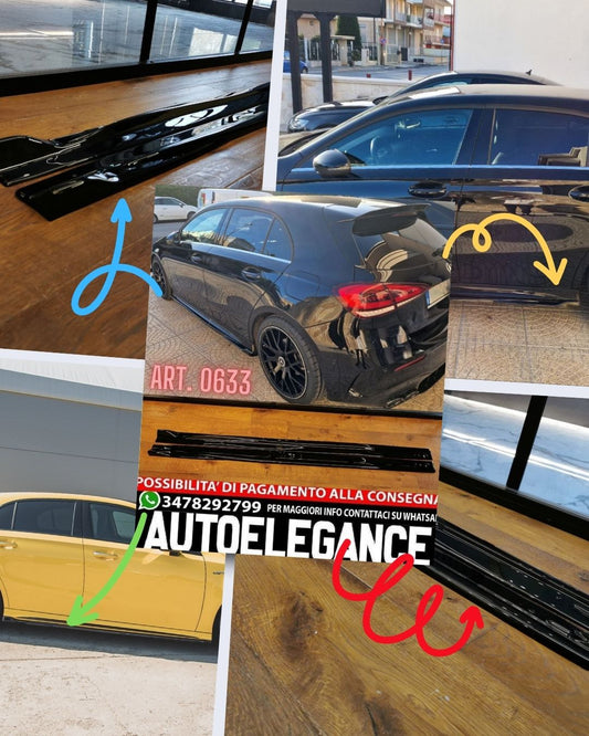 UNDER SKIRTS SUITABLE FOR MERCEDES A CLASS W177 V177 GLOSSY BLACK LOOK