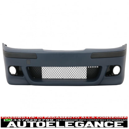 Paraurti anteriore con griglie centrali nero opaco e fendinebbia lente fumé adatto per bmw serie 5 e39 1995-2003 design m5