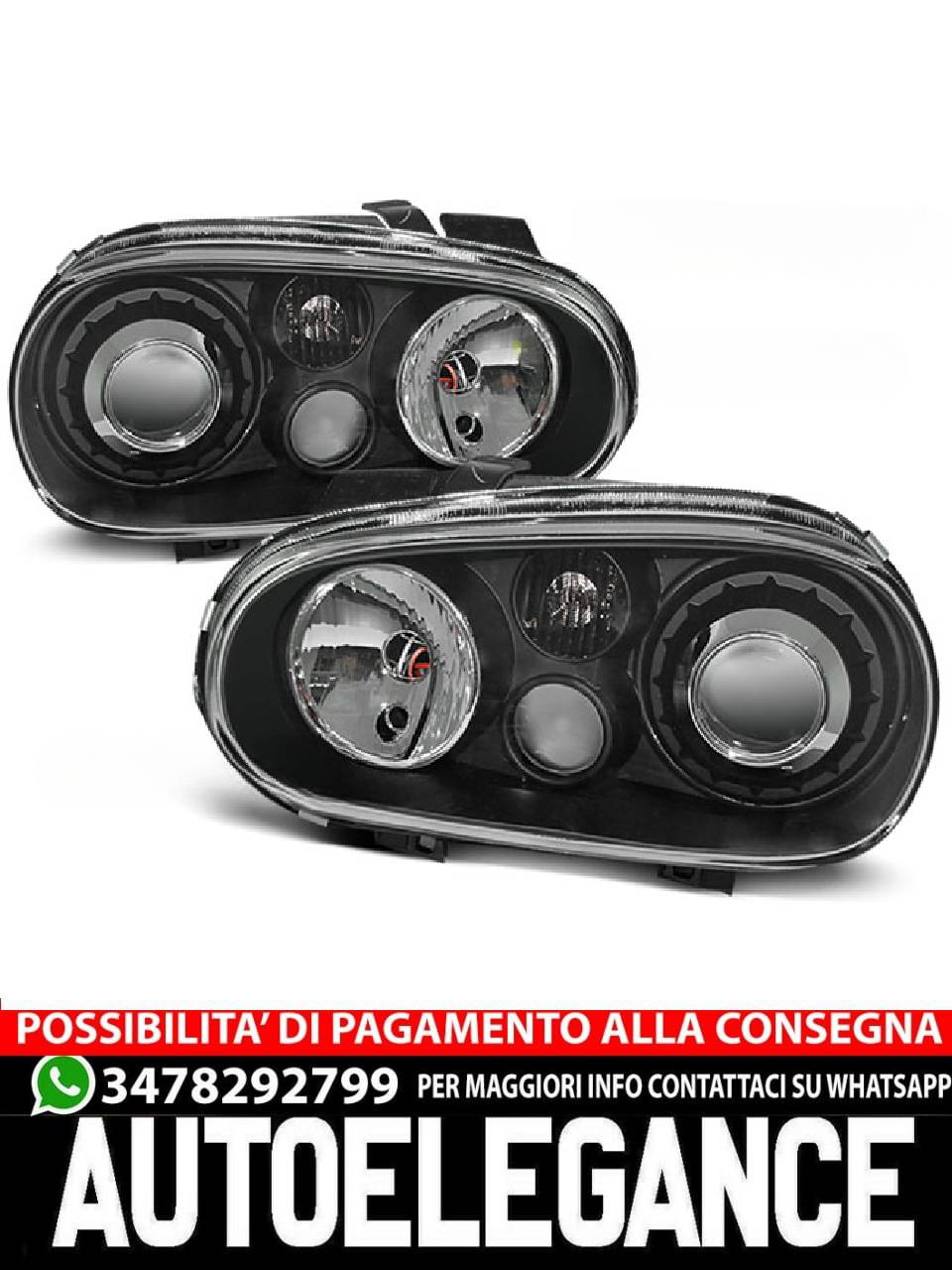 BLACK SPORT HEADLIGHTS for VW GOLF 4 09.97-09.03 