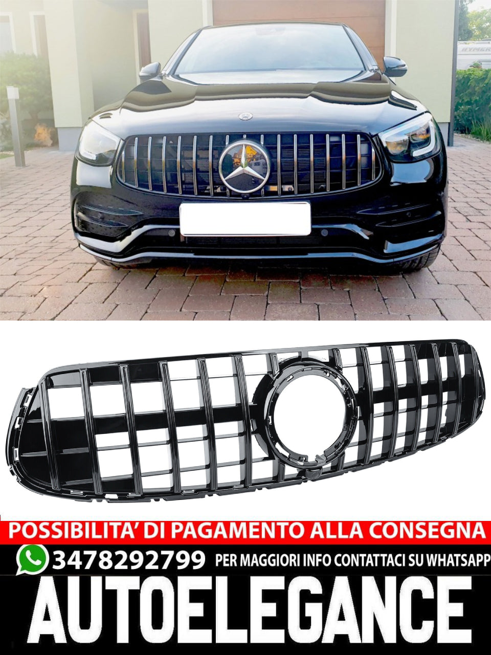 GRIGLIA GT Panamericana adatto per Mercedes Classe GLC X253 dal 19 tutto nero