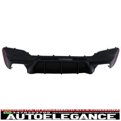 diffusore paraurti posteriore pianoforte nero con terminali di scarico cromati adatti per bmw serie 5 g30 g31 limousine touring (2017-2020) design m5