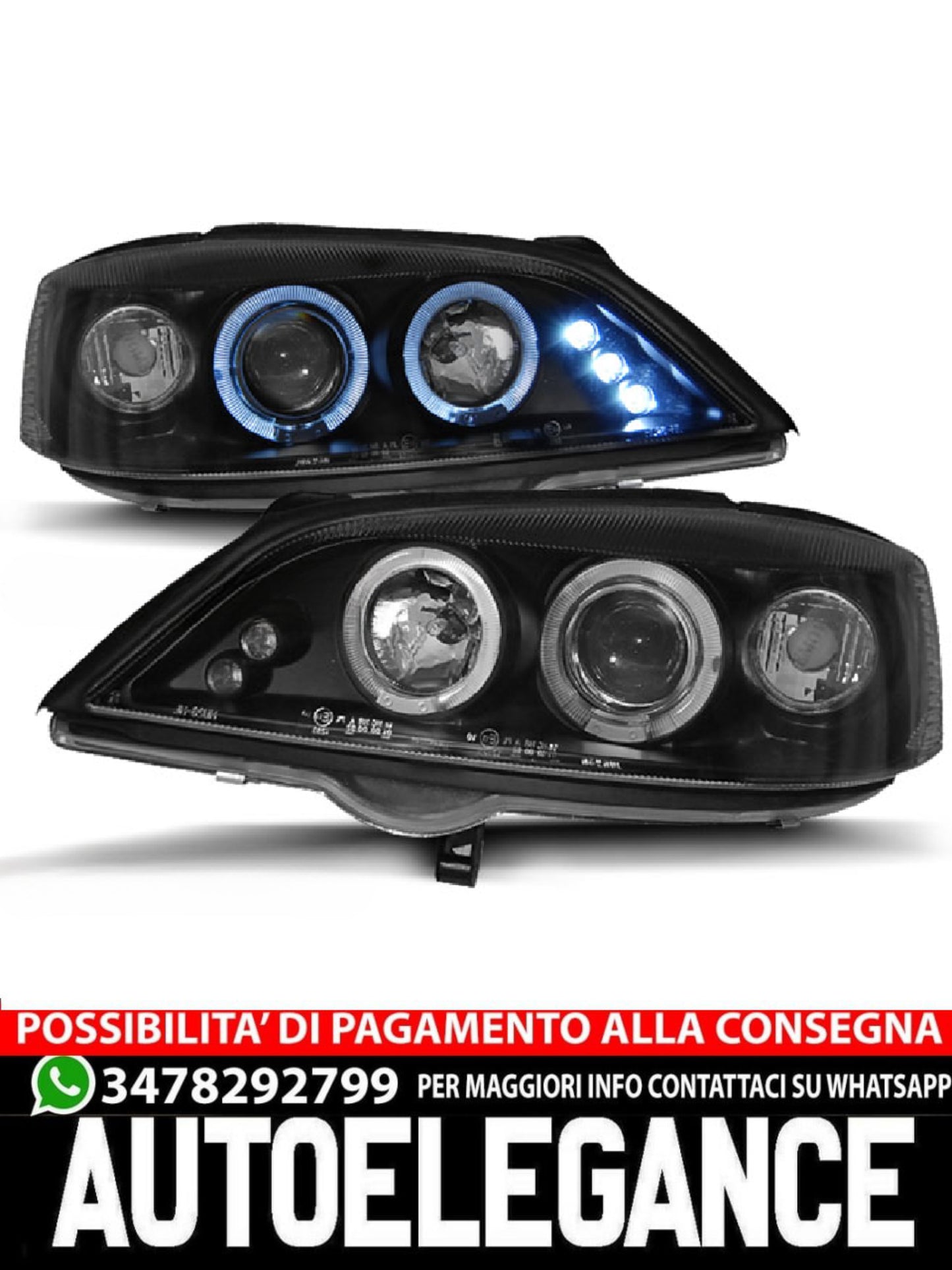 FARI ADATTI COMPATIBILI PER OPEL ASTRA G 02.98-02.04 ANGEL EYES NERO
