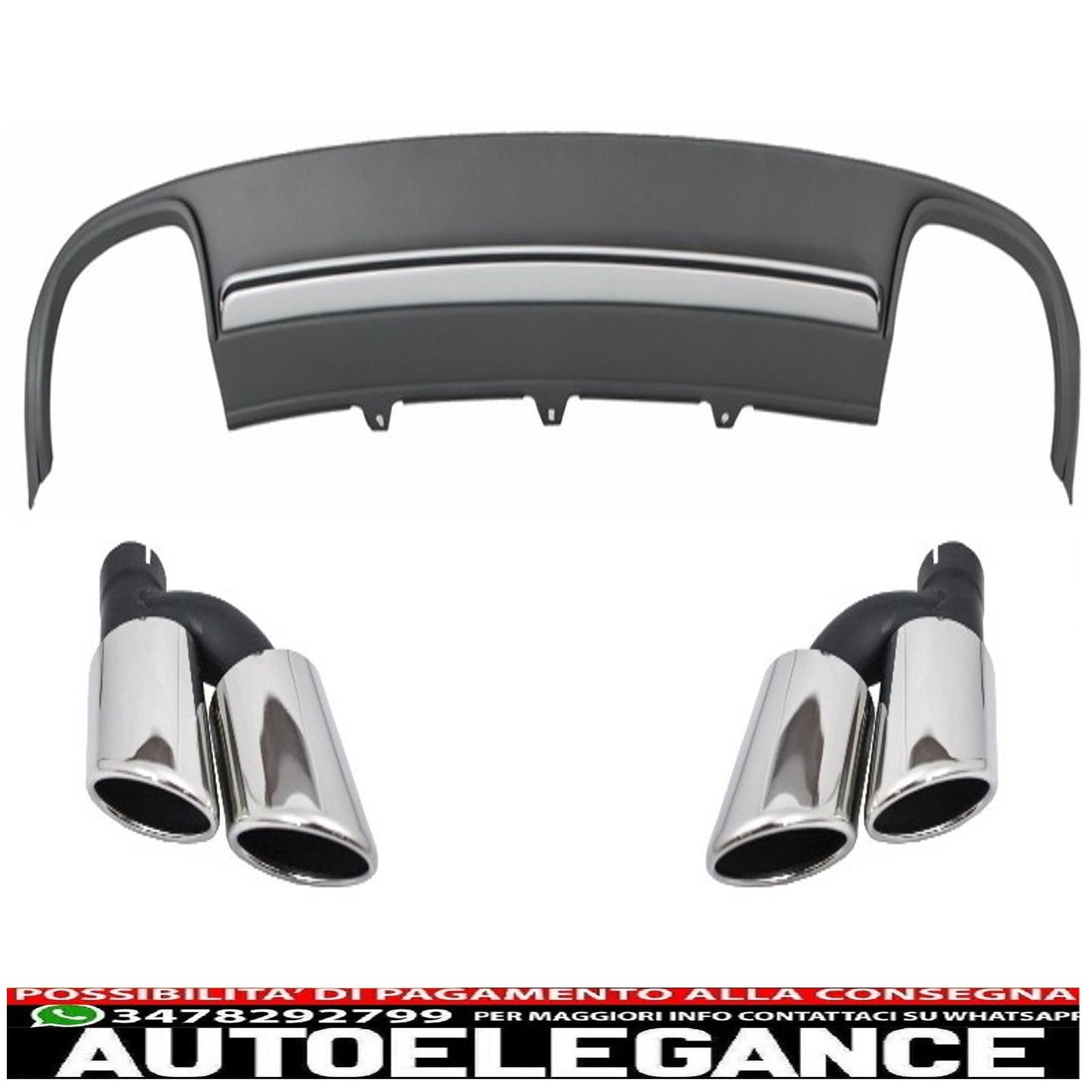 Mantovana paraurti posteriore, diffusore d'aria e finali del silenziatore di scarico con luci posteriori a LED, nero dinamico/fumé, adatto per audi a4 b8 8k pre restyling avant 2008-2011 s4 design